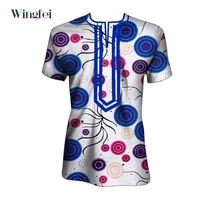 fashion print men short sleeve shirt african style dashiki blouse patchwork henley t shirt plus size african men outfit wyn1447