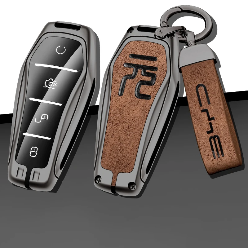 

Leather Car Key Case Keychain For BYD Song PRO Han EV Max Tang DM Qin PLUS Yuan Dolphin Atto 3 Full Cover Accessories