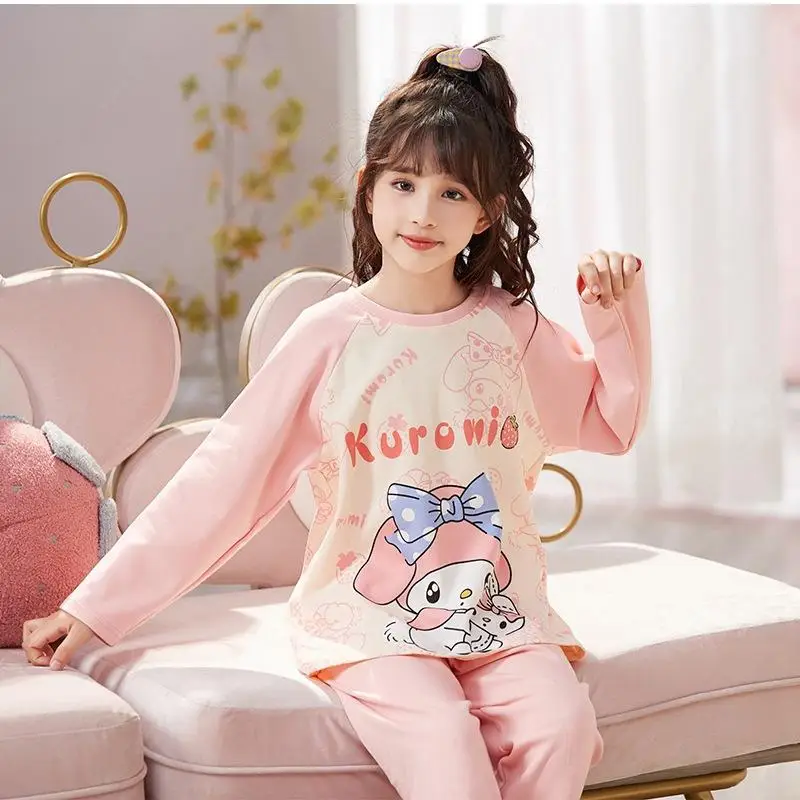 Хлопковые пижамы для девочек Sanrio Kuromi с героями мультфильмов Cinnamoroll