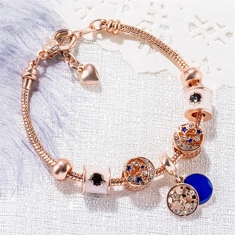 

Luxury 18K Gold Plating Cubic Zirconia Snake Bone Silver Jewelry Rhinestone Crystal Bangle Heart Charm Bracelet