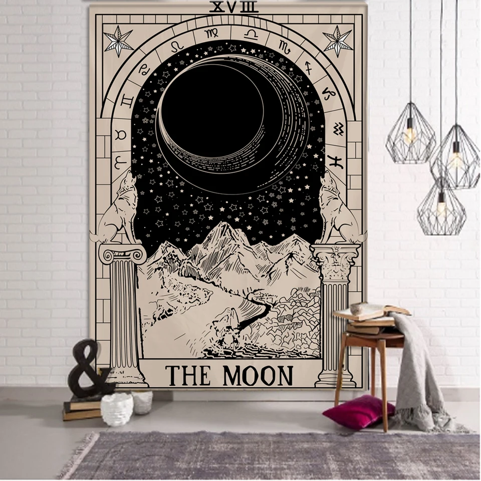 

Tarot Card Tapestry Wall Hanging Astrology Divination Bedspread Hanging Psychedelic Decoration Witchy Boho Tapestries LivingRoom