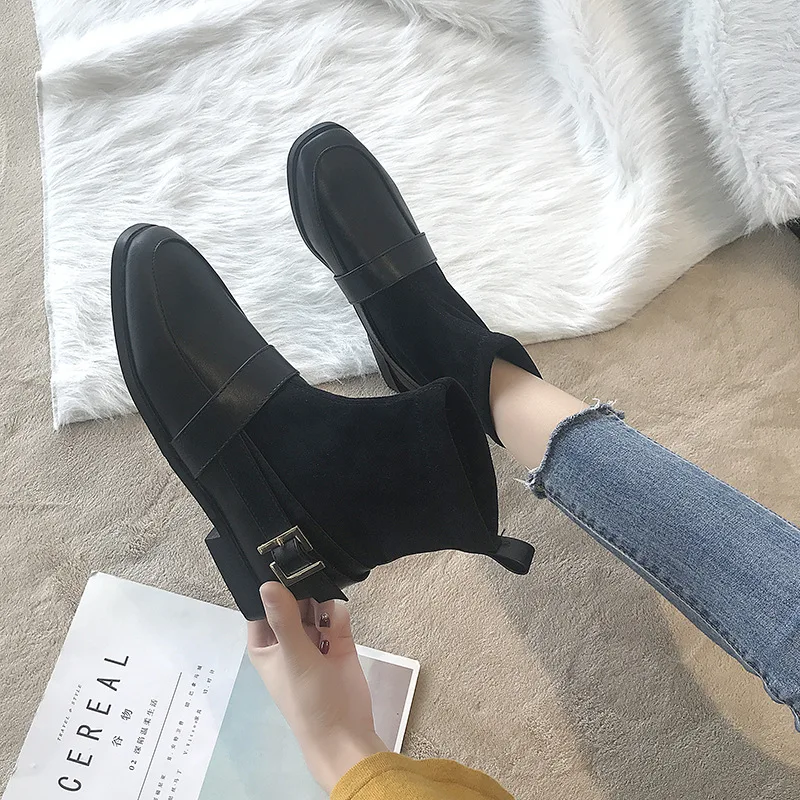 

Nice Ankle Boots Women Shoes Winter Zipper Round Toe Mid Heels 6CM Short Botas for Winter Boots Woman Fad78