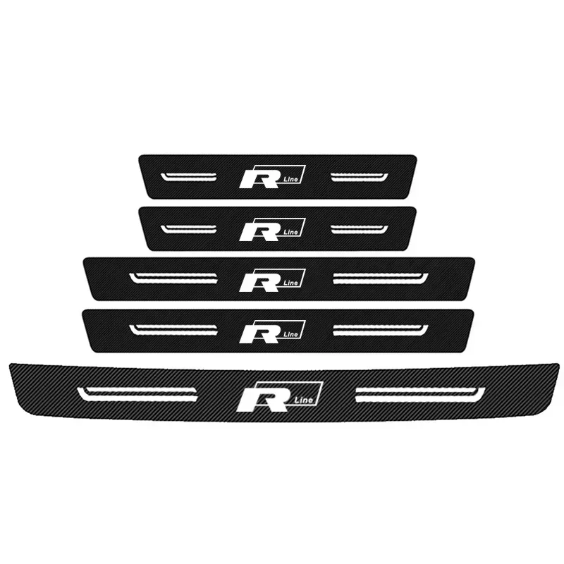 

Для Volkswagen VW наклейка на порог автомобиля, защитная накладка из углеродного волокна, защита от царапин, Rline R Line, значок на край багажника, полоса накладки