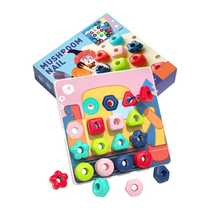 

Строительные блоки, игрушка-сортировка цветов, игрушка для мозга, Набор пазлов в виде грибов для ногтей, гладкие игрушки, геометрические игрушки, интеллектуальные цветные 3D блоки