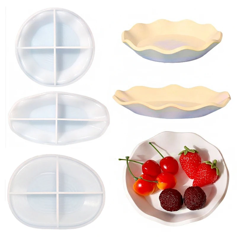 

Wave Shaped Tray Silicone Mold DIY Fruit Tray Dining Plate Mold Ring Soap Jewelry Storage Plate Epoxy Resin Casting Home Mold