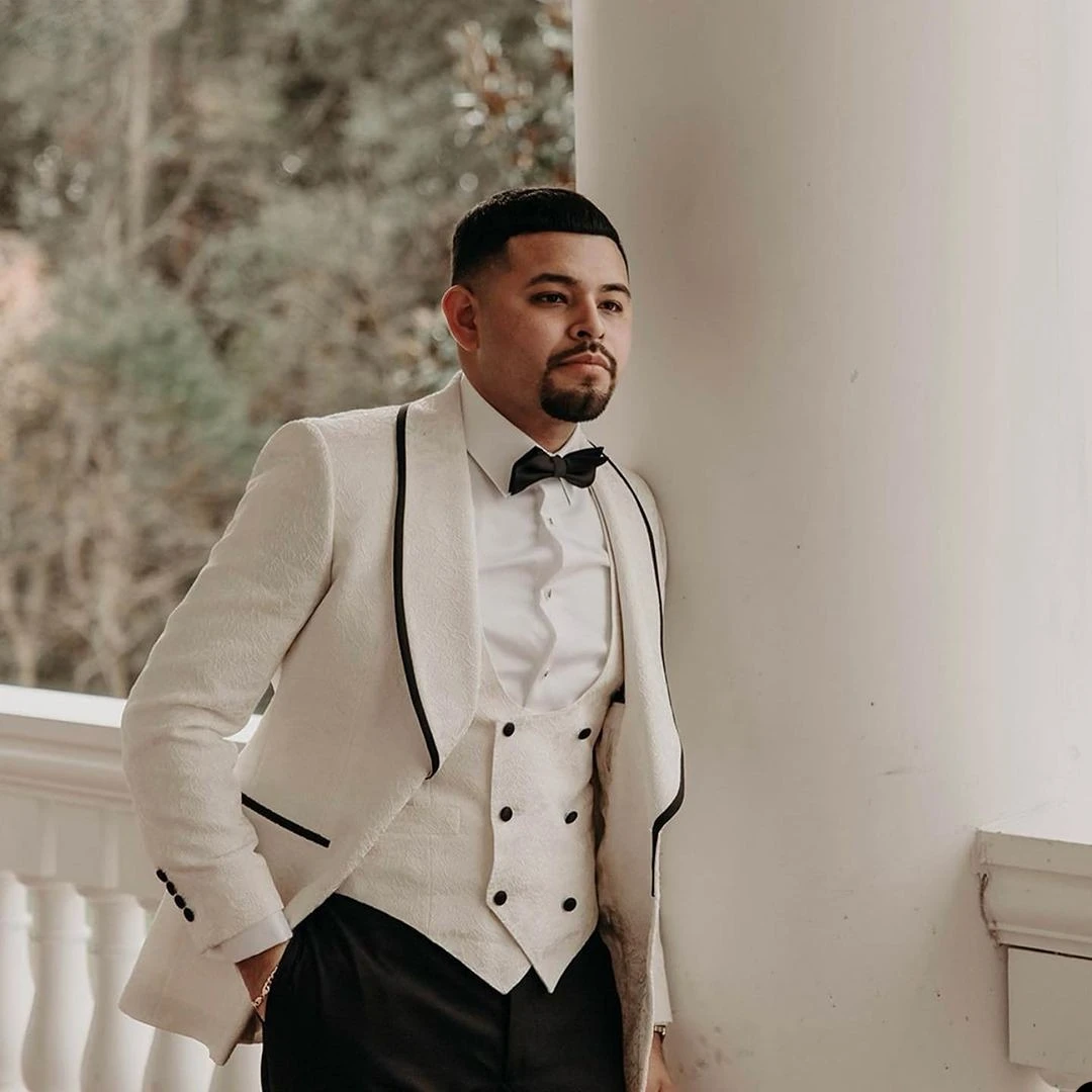 

Свадебный Блейзер, мужской костюм, черный, белый, с воротником-шалью, 3 шт. (пиджак + брюки + жилет), Повседневный, деловой, облегающий, 2023