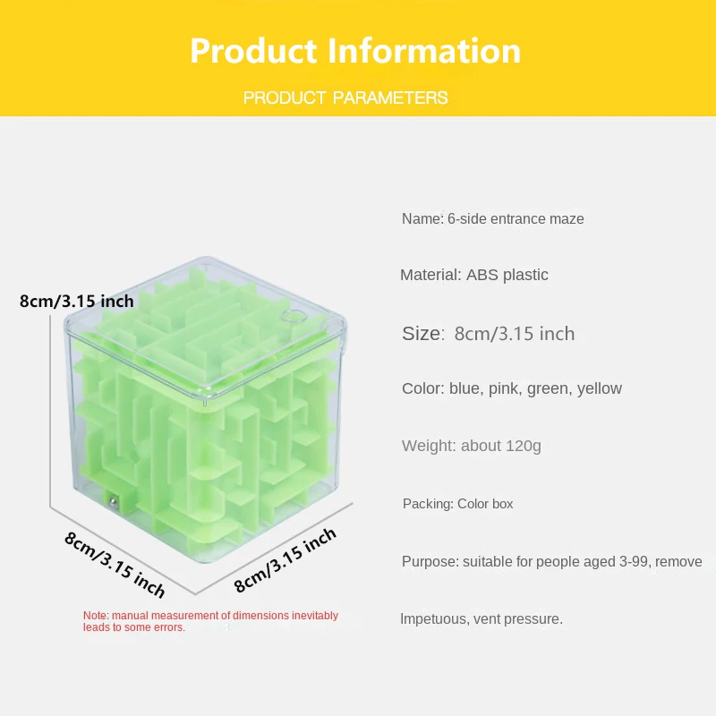 3D Кубический Лабиринт-головоломка Игрушка-головоломка 8 См Шестиугольный