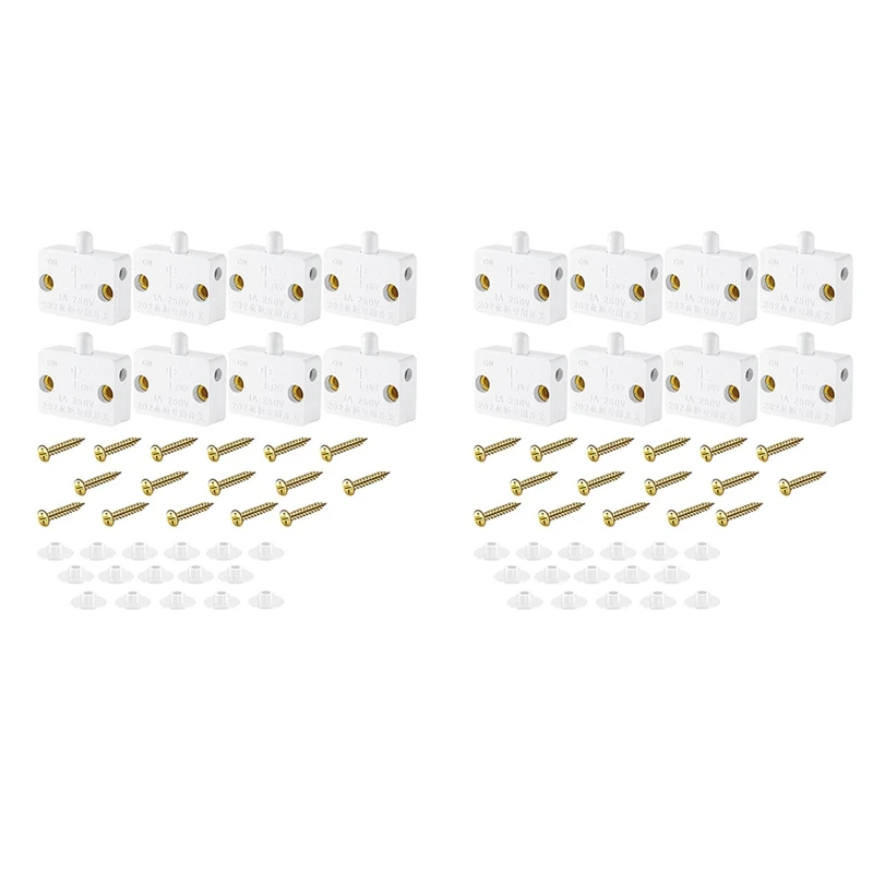 

16 Pieces Cabinet Lamp Switch Automatic Door Switch Contact Switch For Wardrobe Applicable To 12V 24V 110V(White)