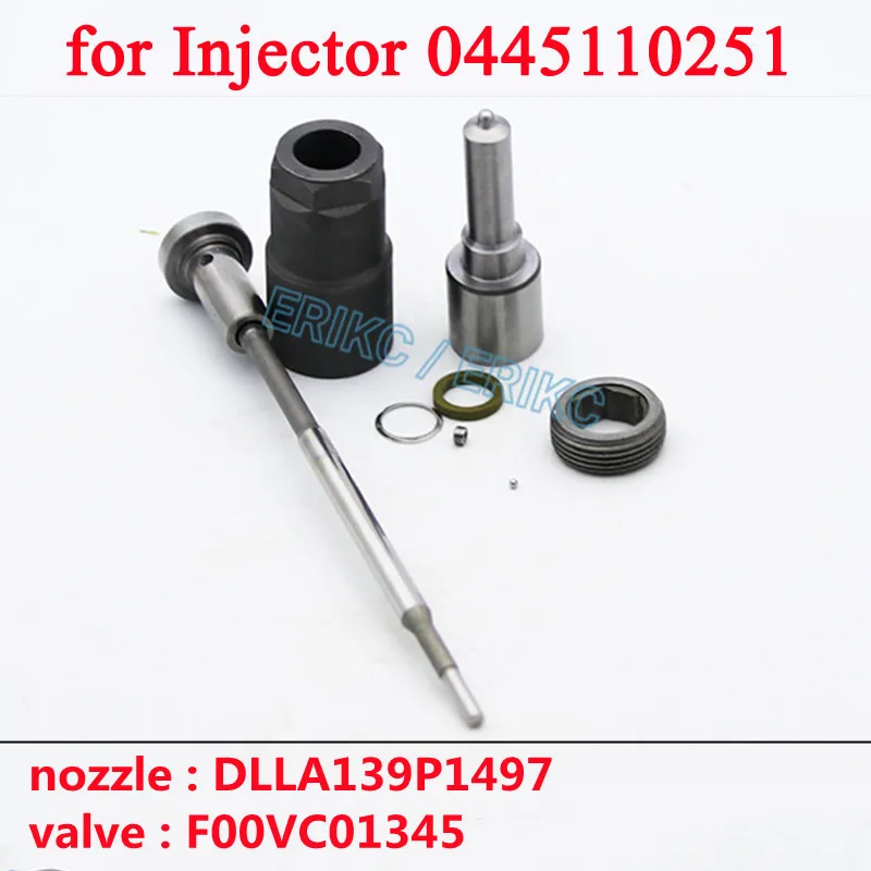 

ERIKC Diesel Injector Repair Kits DLLA139P1497 Nozzle Tip 0433171923 Valve F00VC01345 for Bosch 0445110251 0 445 110 251