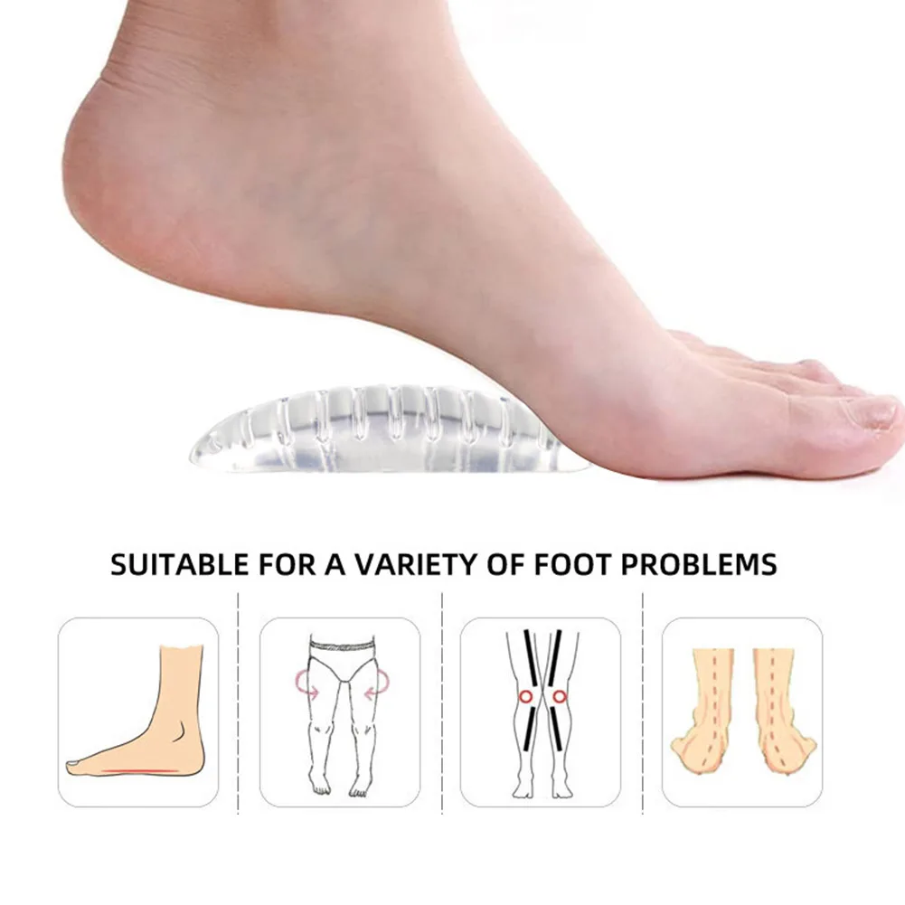 Clear Silicone Gel Arch Support Shoe Inserts Foot Wedge Cushion Pads Pain Relief Flat Feet Insoles Foot Protection Pad