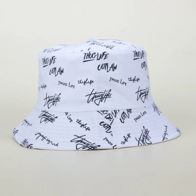 

Women English Letters Bucket Hat Reversible Sun Protection Double Side Cotton Cap Men's Panama Hat Fisherman Hats