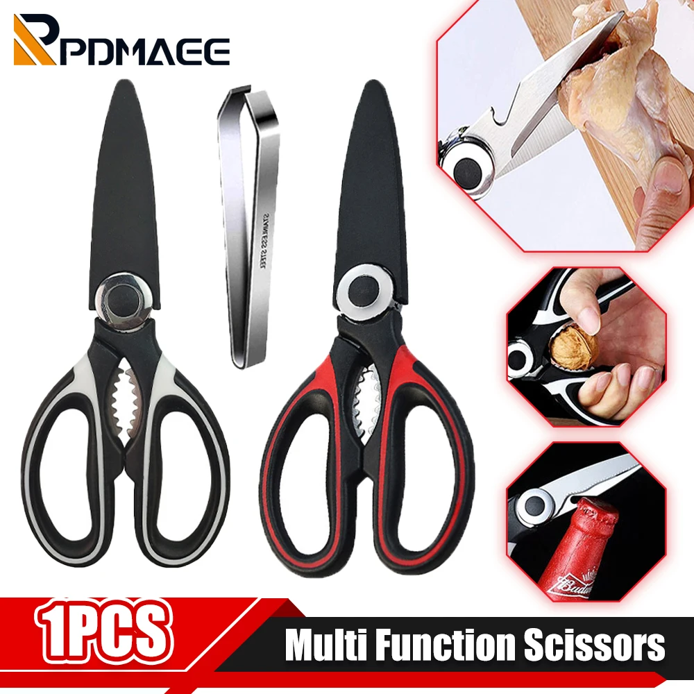 

Kitchen Scissors Chicken Bone Scissors Meat Cutting Scissors Stainless Steel Vegetable Seafood Clippers Opening Bottle Scissors