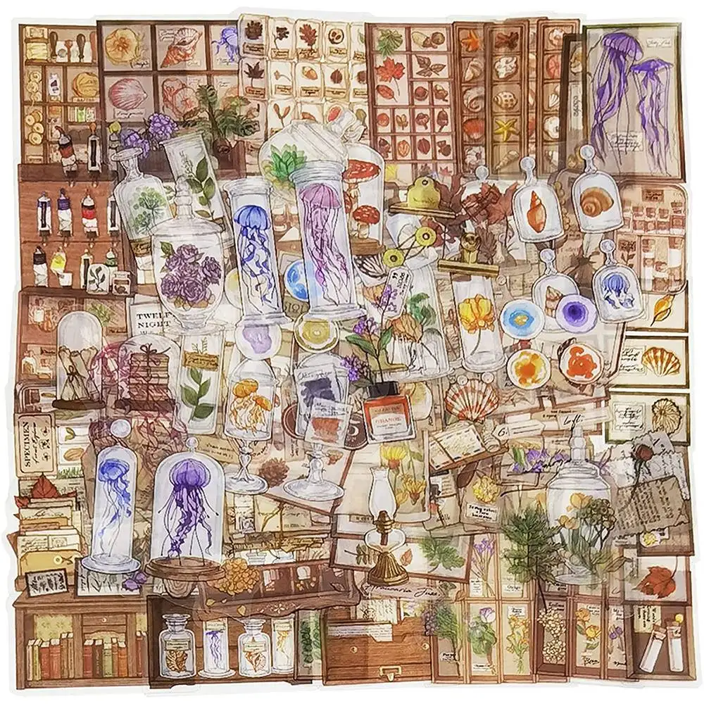 

160 шт., декоративные прозрачные наклейки в стиле ретро