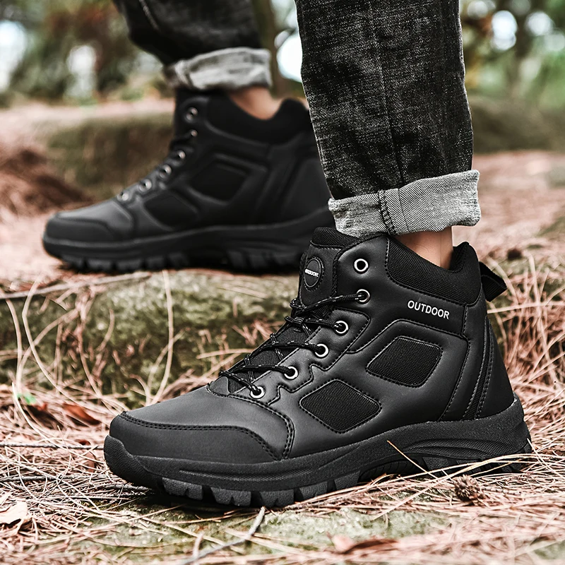 Men Tantical Boots Outdoor Classical Combat Boots Thick Platform Male Walking Shoes Mens Sneakers Plus Size 49