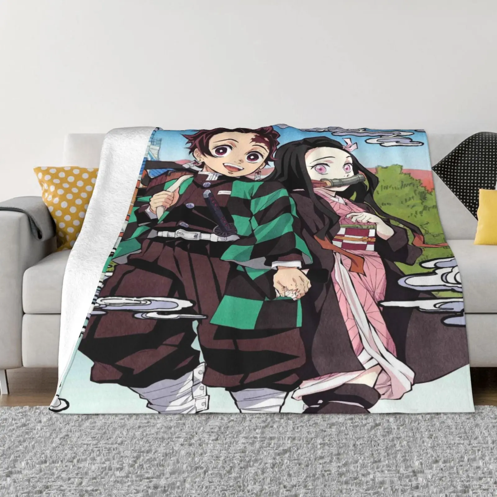 

Nezuko Demon Slayer Anime Blanket Cartoon Double Mattress Aldult Sofa Bed Set Linen For Children CoversBedding Printing Blankets