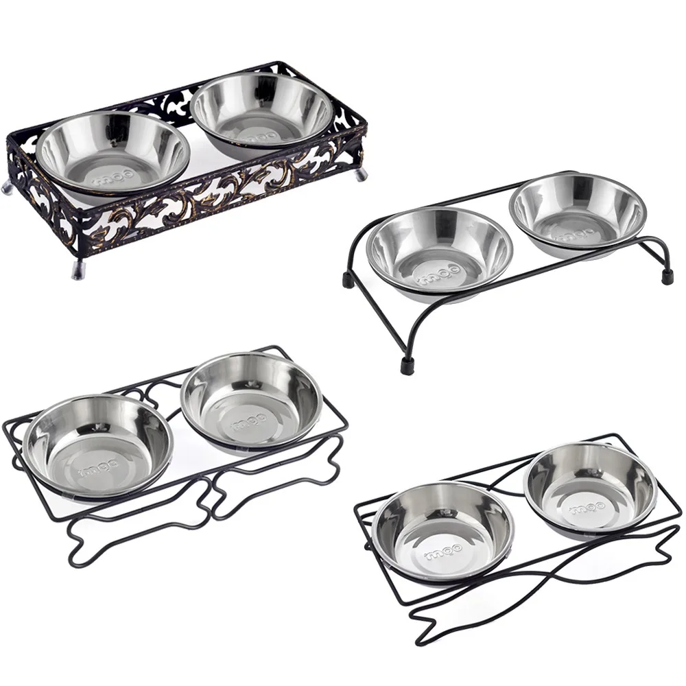 

fish Iron Stand Food Water Dishes Feeder Anti-Tumbling Pet Supplies Dog Bowl Stainless Steel Ceramic Dog Cat Double Bowls Bone