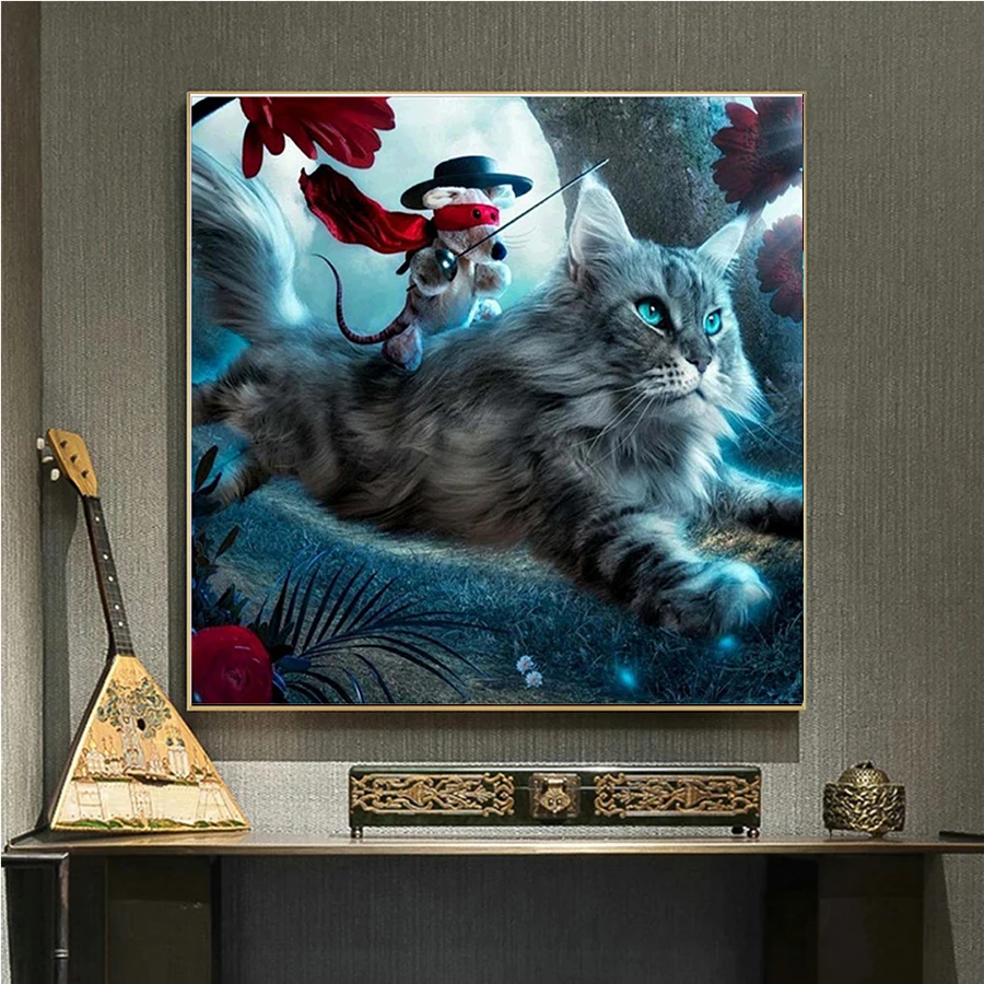 

Алмазная 5D картина «сделай сам», Набор для вышивки крестиком с мультяшными животными, кошками, полная выкладка, мозаика для вышивки квадрат...