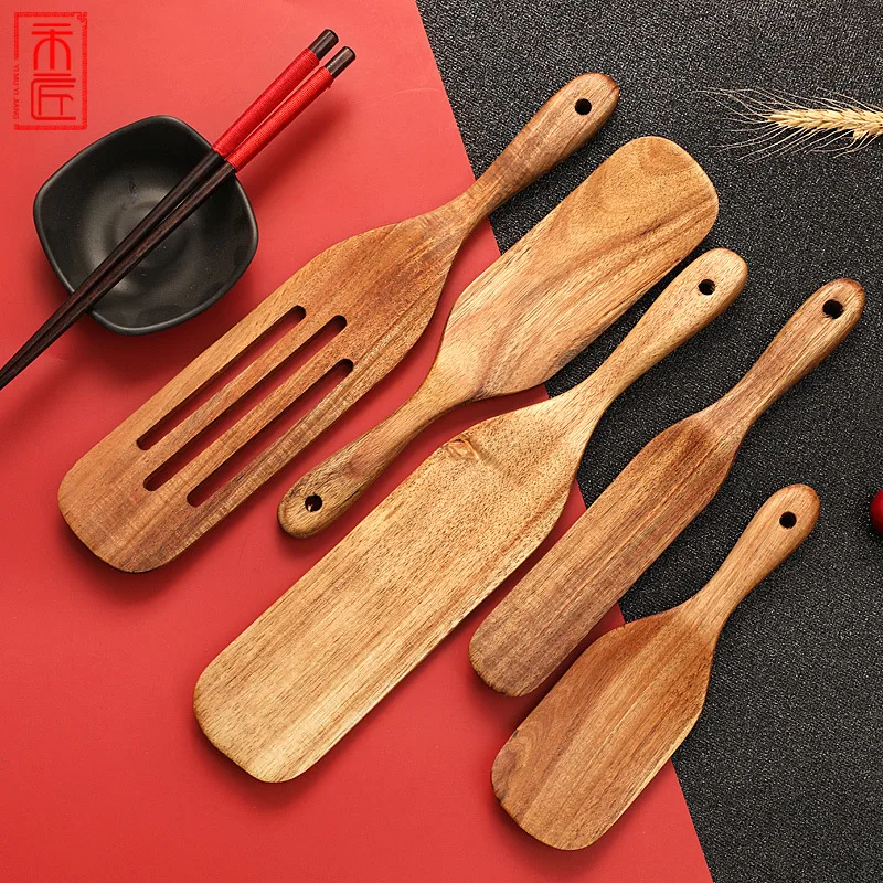 

5Pcs/set Wooden Spatula Set Baking Scraper Cooking Rice Shovel Kitchen Nonstick Dedicated Kitchenware Set Cooking Utensils