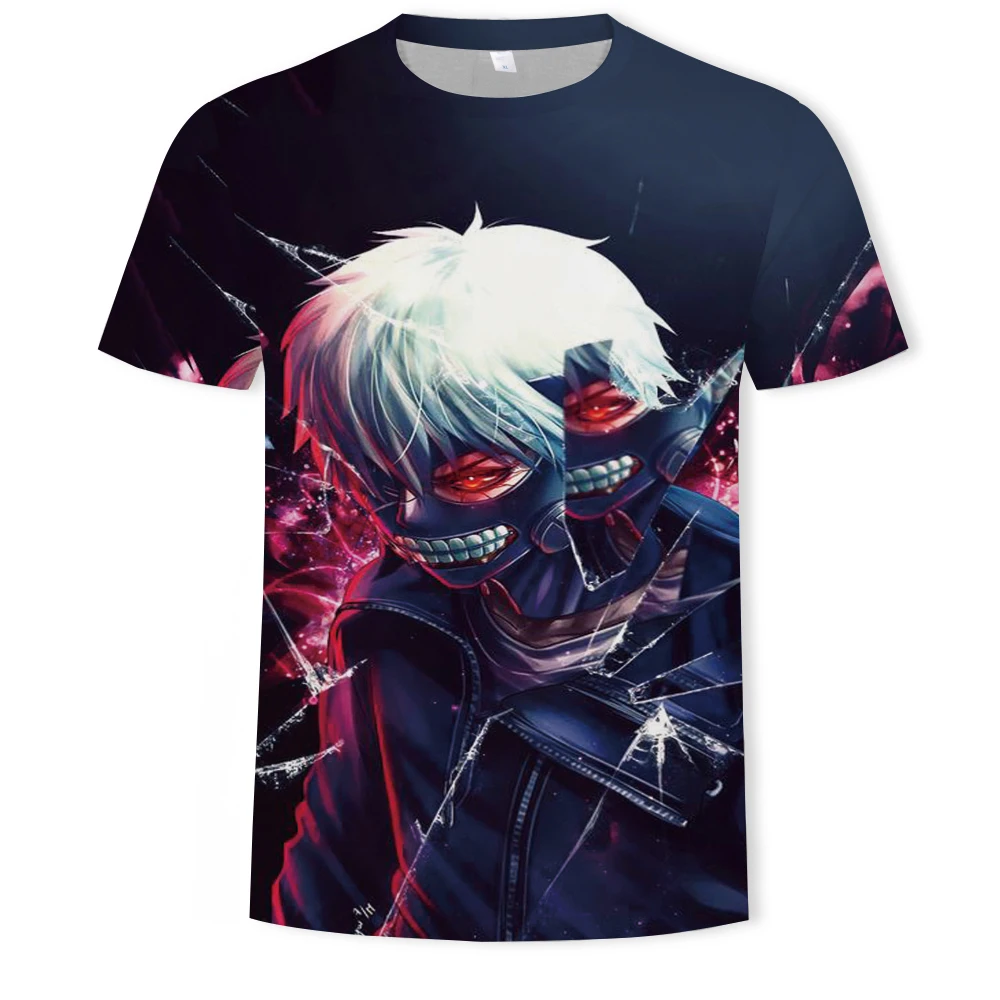 Футболка мужская с принтом Токийский Гуль модная повседневная рубашка крови