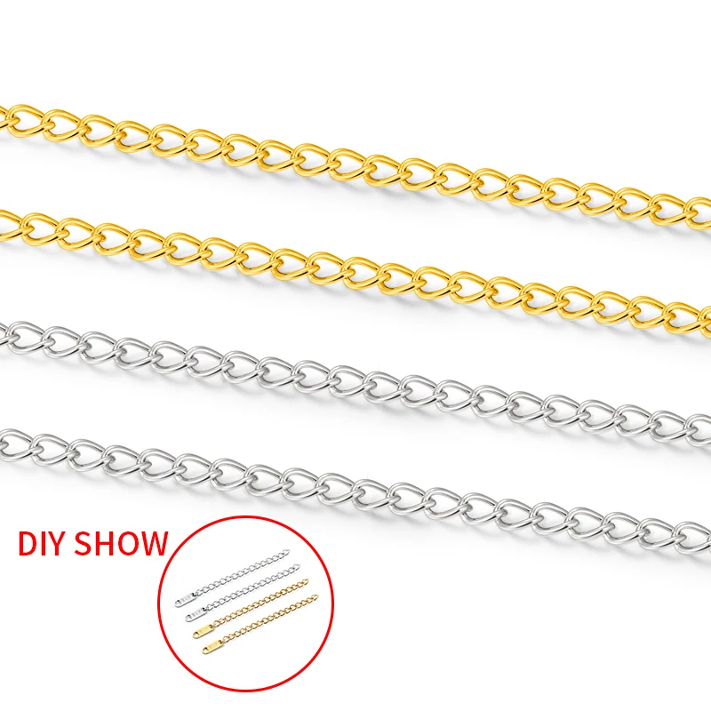 Stainless Steel Vacuum Plating Gold Extension Tail Chain Jewerly Making Supplies Accessorie DIY Necklace Bracelet Fashion Style