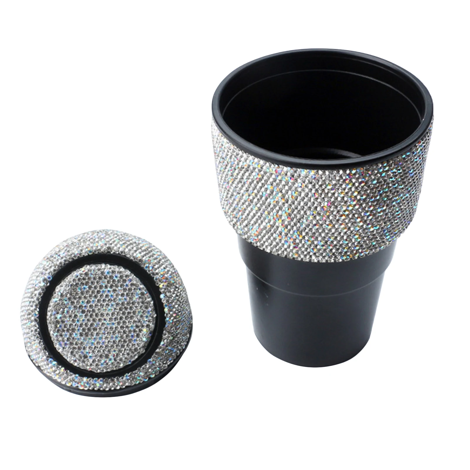 

Bling Car Trash Can Multipurpose Rhinestone Mini Trash Bin With Lid Automotive Trash Container For Home Office Kitchen Bedroom