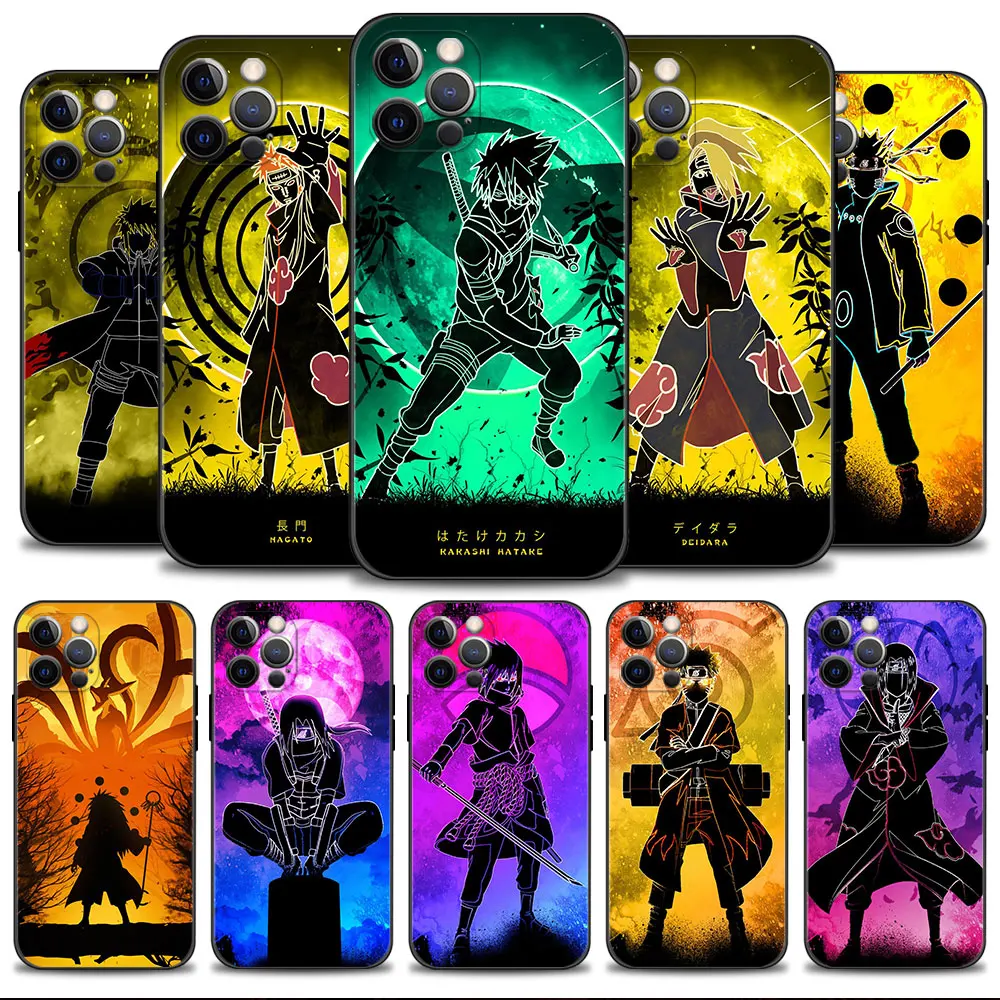 

For iPhone 14 XS 11 XR 12 X 7 8 Plus 13 Pro Max SE 5S 6S 6 5 SE2022 Mini Back Cover Naruto Itachi Color Line Art