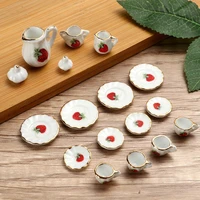plate dining ware kitchen accessories flower printed cookware 112 porcelain set miniature tea cups dollhouse furniture
