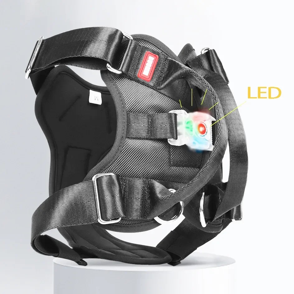 

LED Luminous Dog Harness Tactical Pet Training Vest with LED Light Reflective No-Pull Dog Harness For Small Large Dogs 2023 New