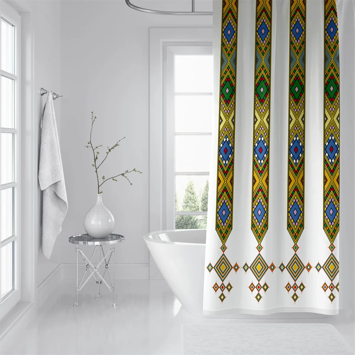 

180x180 Саба Чайка африканская эфиопская традиционная Водонепроницаемая душевая занавеска с принтом полный комплект для ванной комнаты декор с 12 крючками