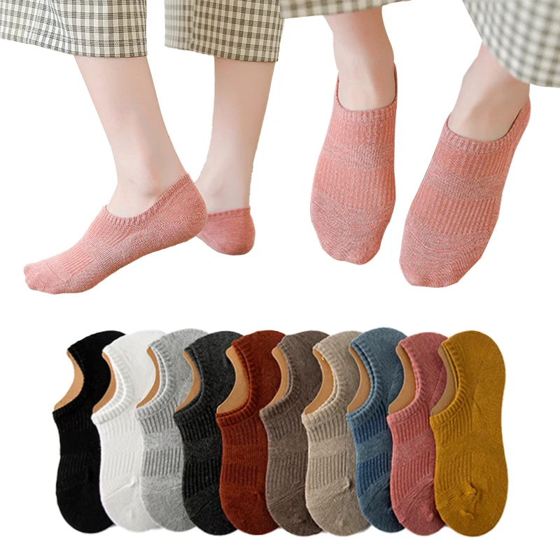 

Women's Cotton Invisible No Show Socks Non-slip Summer Candy Solid Color Silicone Short Socks Fashion Cute Thin Ankle Boat Socks