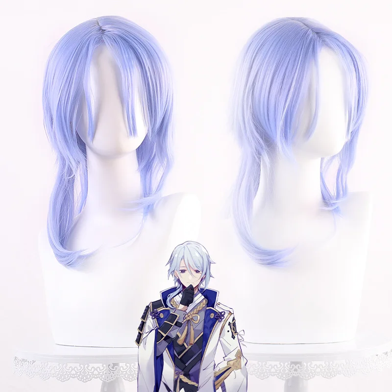 

2022 new Game Genshin Impact Kamizato Ayato Cosplay Wig 50cm Role Play headgear Partial Light Blue Anime Wigs Cosplay Costume