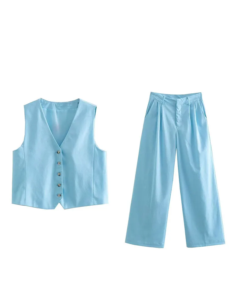 

Женская льняная майка без рукавов PB & ZA, винтажный укороченный топ с V-образным вырезом, 4432724