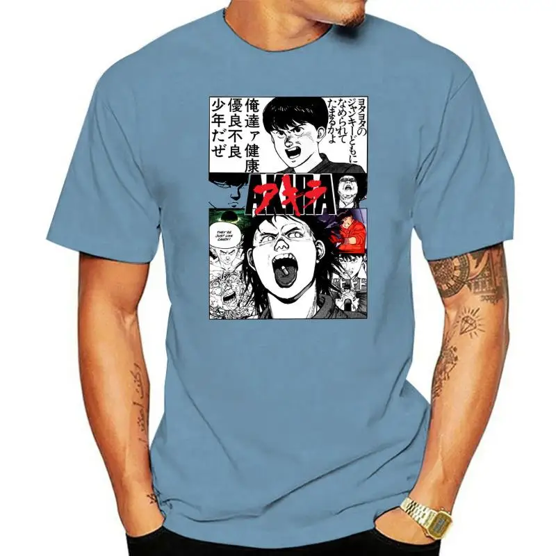 

2022 Amazing Akira T-shirt 100% Cotton T Shirt Men Tops Hip Hop Moto Biker Tshirt Japanese Anime Clothes