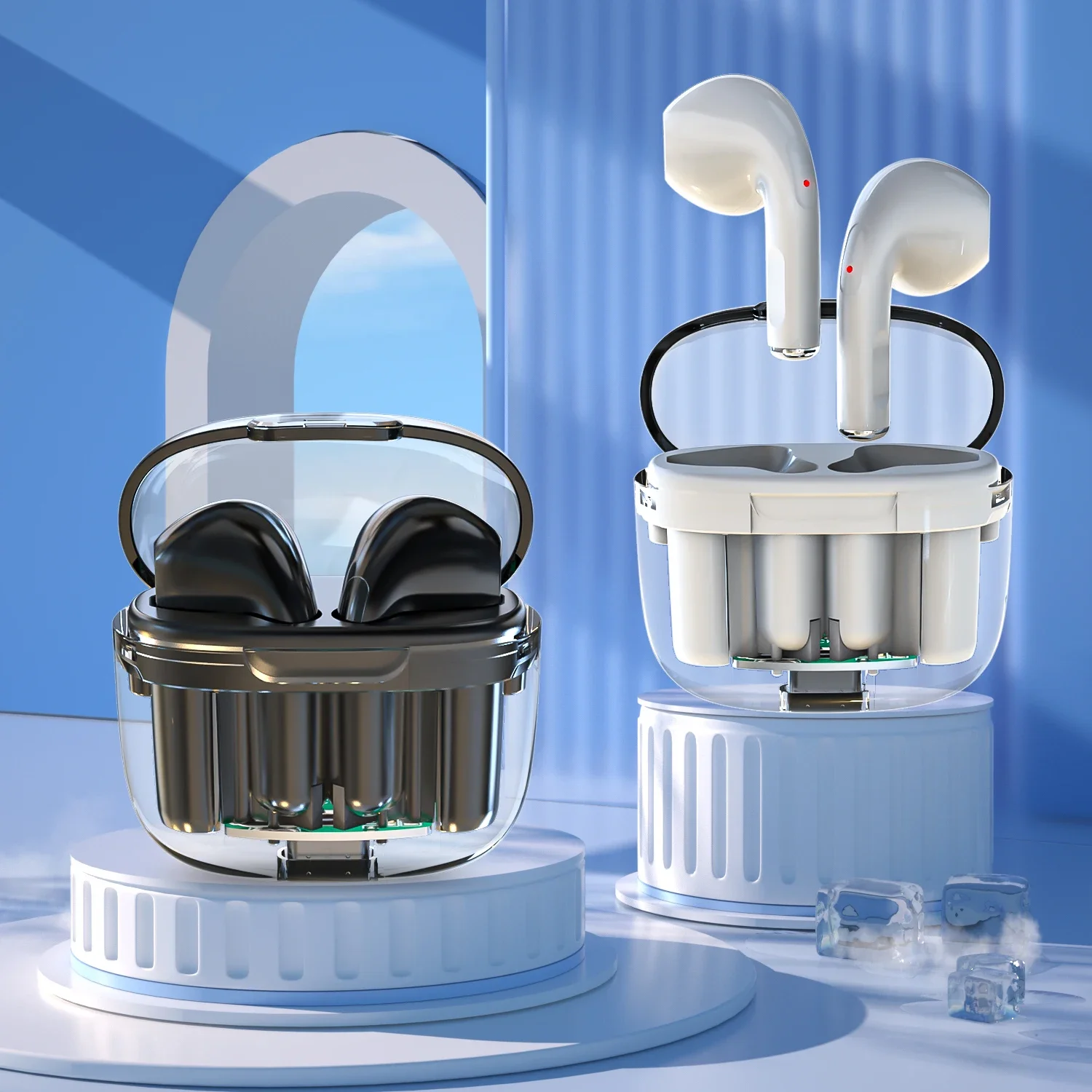 Фото Портативные мини-наушники, беспроводные Bluetooth-наушники, гарнитура, совместимая с Xiaomi, Huawei, Apple, с зарядным чехлом №4