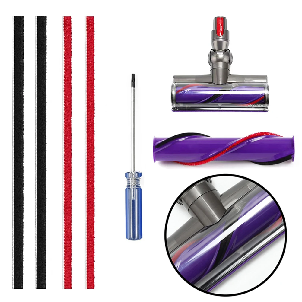 

4pcs Soft Plush Strips For Dyson V6 V7 V8 V10 Vacuum Cleaner Rolling Brush Strips Roller Head Household Sweeper Cleaning Part