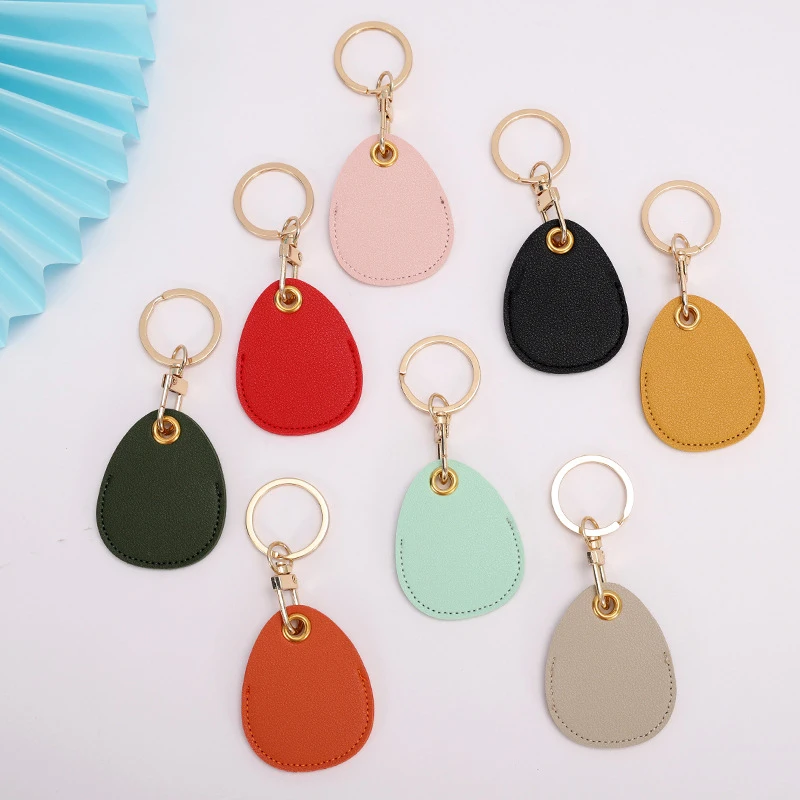 1PC Leather Card Holder Keychain Key Ring Personality Door Lock Access Tags Card Cover Case Keychain Accessories Card Bag Keyfob