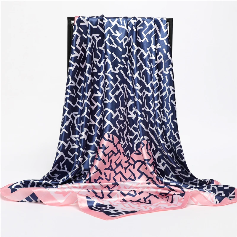 

Роскошные шелковые искусственные атласные ободки 90 см с цветочным принтом, мусульманские повязки на голову, шаль, бандана, новинка 2022