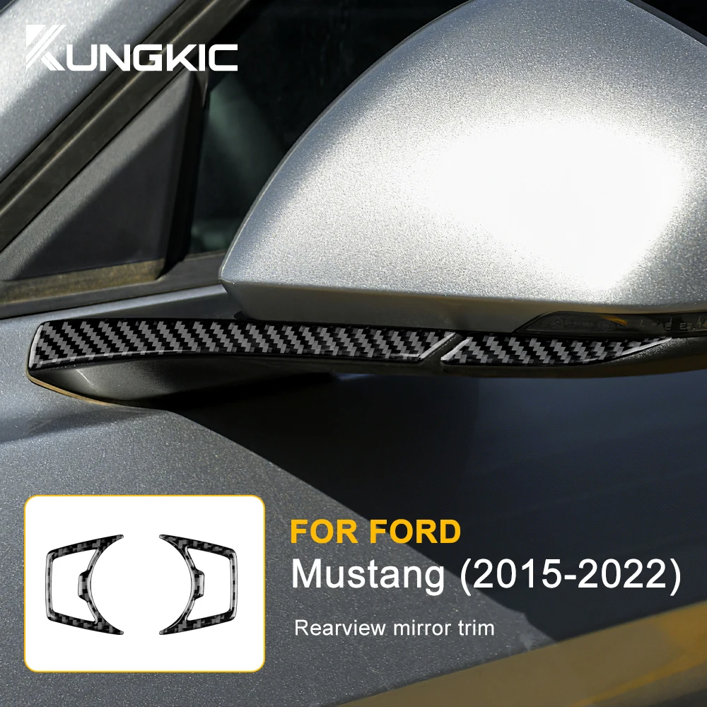 

For Ford Mustang 2015 2016 2017 2018 2019 2020 2021 2022 Real Carbon Fiber Sticker Car Rear view Mirror Pedestal Trim Strips