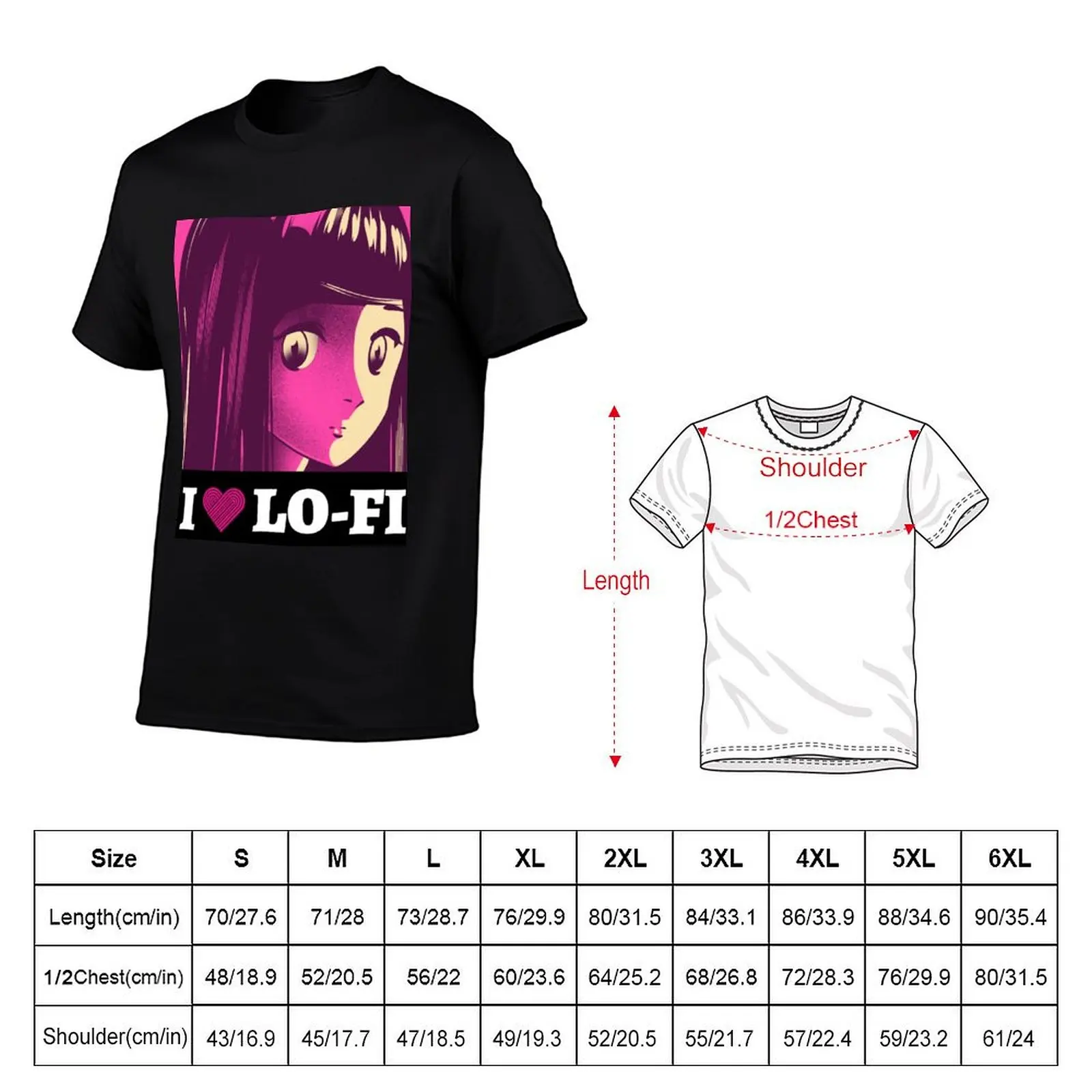 Фото Футболка I Love Lo-Fi Anime Girl, мужская футболка из 100% хлопка, мужская футболка из 100% хлопка, хлопковая футболка №2