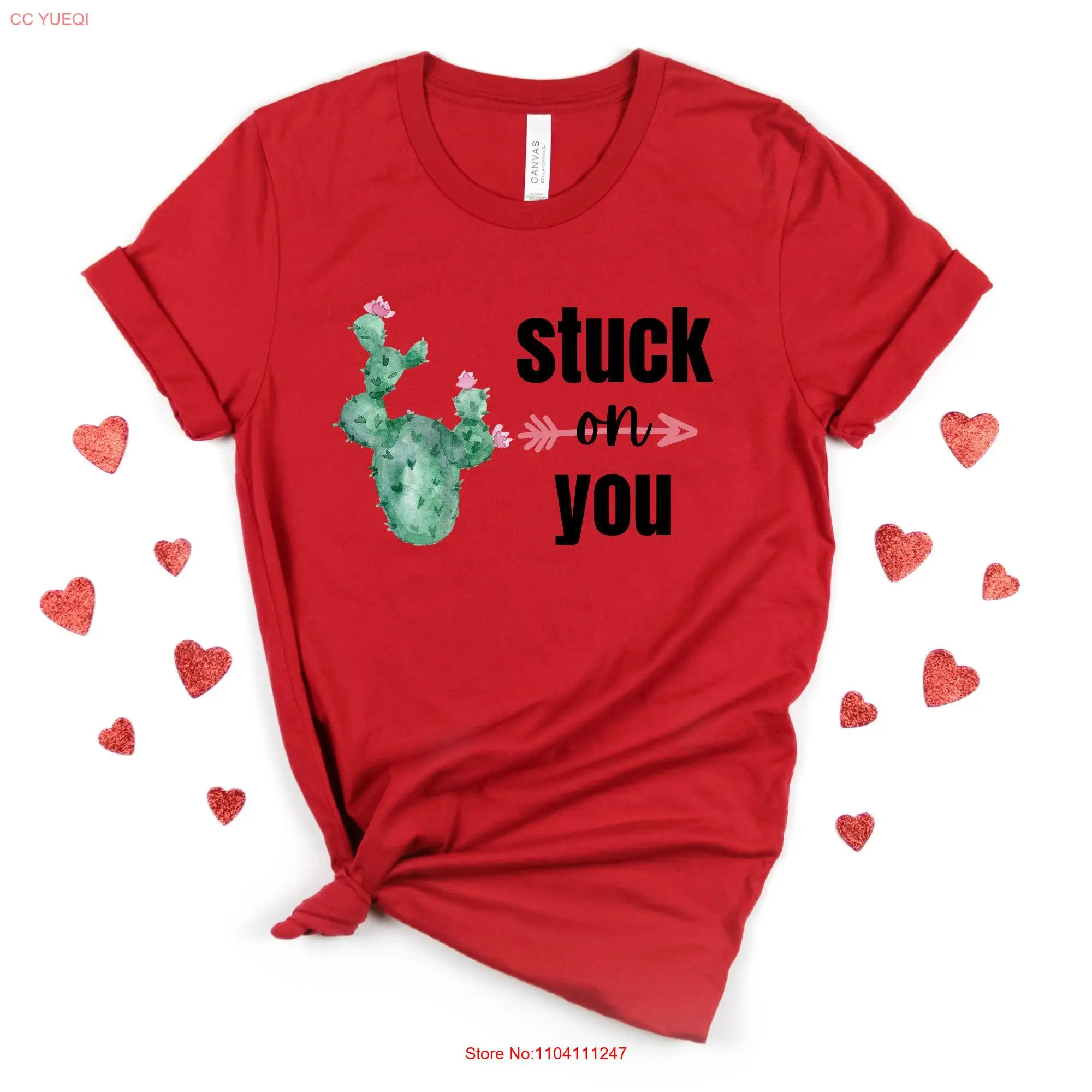 Футболка Stuck on You на День Святого Валентина забавная милая футболка Vday for Her Succulent
