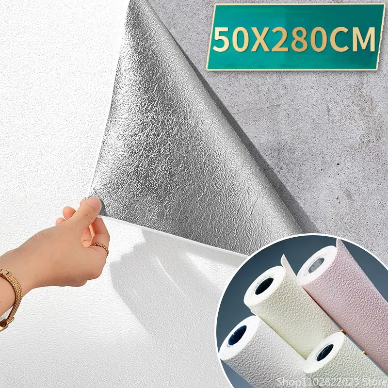 

50cm X 2.8m Thick Warm Wallpaper Moisture Resistant Self Adhesive Solid Colour 3D Wall Stickers Fire Resistant Home Decoration