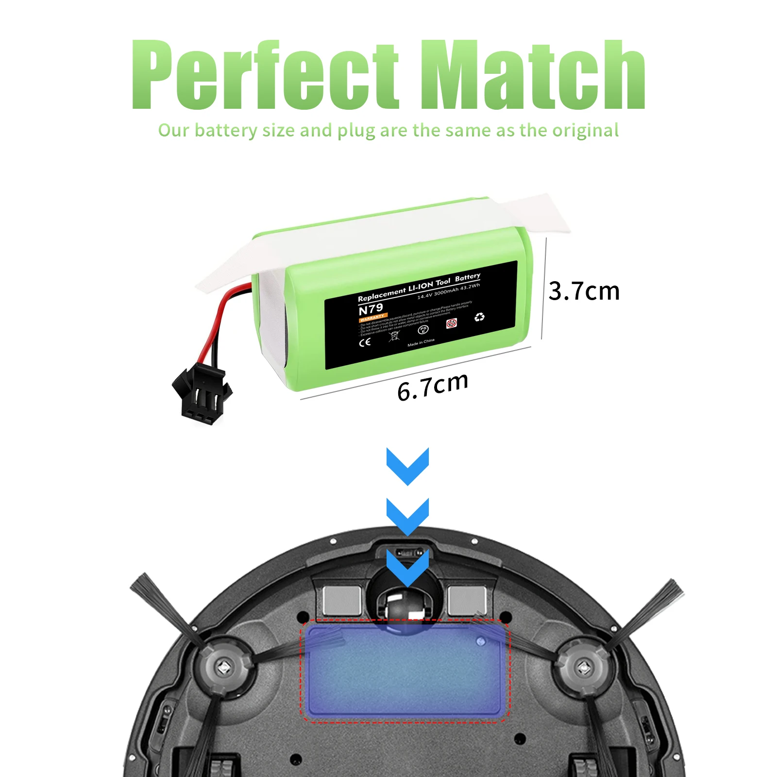 14.4V 3000mAh Li-ion Battery for Conga Excellence 950 990 1090 1790 1990 Deebot N79S N79 DN622 Eufy Robovac 30 35C Rechargeable
