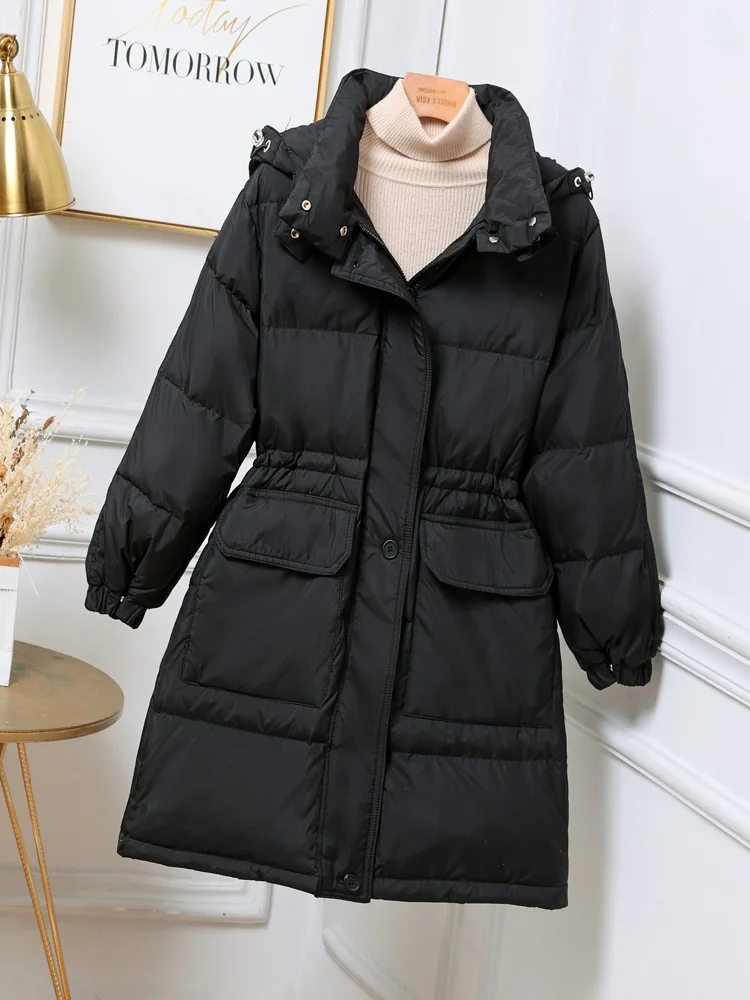 New Women Long Down Jacket Casual Style Autumn Winter Coats And Parkas Female Outwear