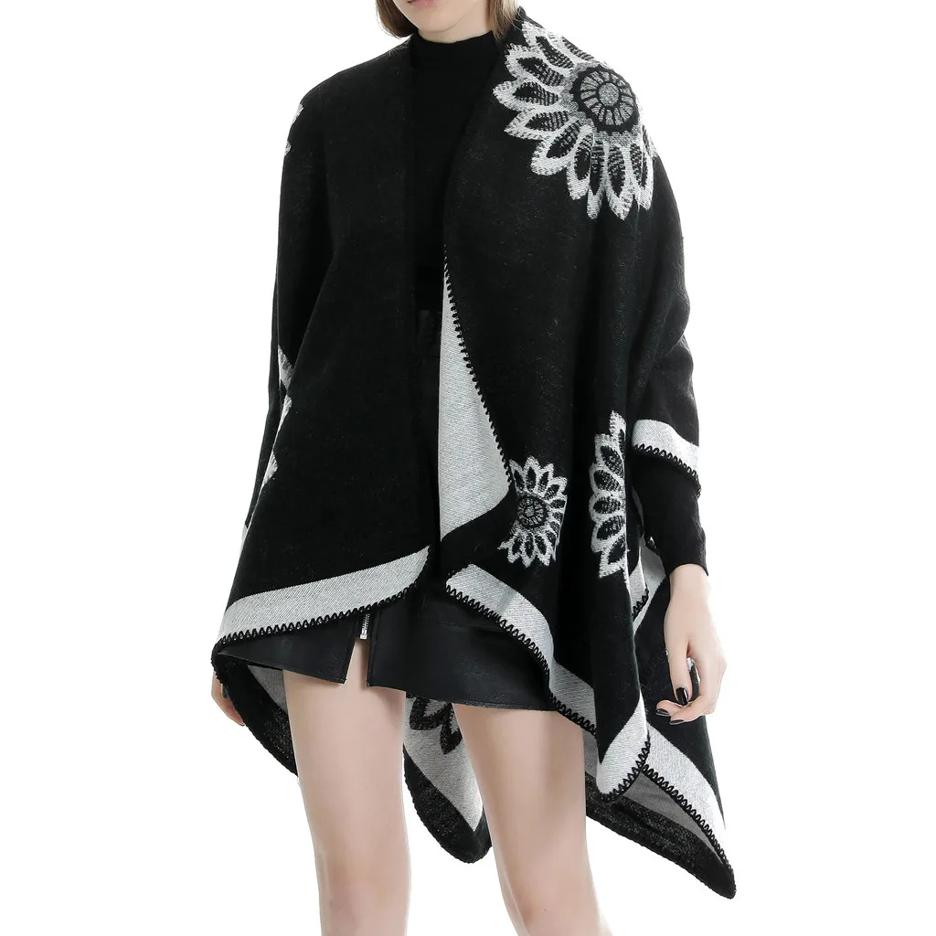 

Women Winter Knitted Cashmere Capes Shawl Cardigans Sweater Coat Women'S Winter Jacket Plus Size Outwears Coats For Women Cloth