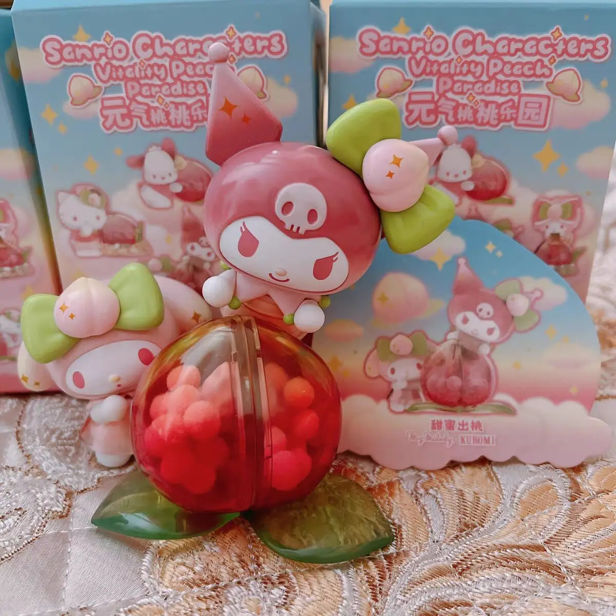 

Sanrio Vitality Peach Park Series Style Cinnamoroll Hello Kitty Melody Kuromi Pom Purin аниме шторка сюрпризов