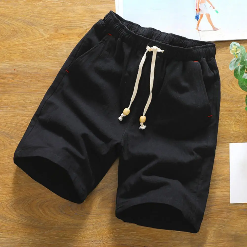 

Simple Elastic Waist Knee Length Pants Short Trousers Summer Drawstring