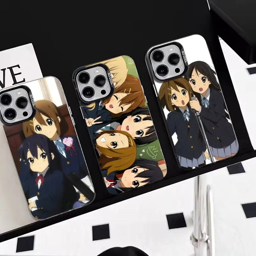 Фото Чехол для телефона K-On! Hirasawa-Akiyama - Tainaka-Kotobuki для iPhone 17, 16, 15, 14, 13, 12, 11 Plus, Pro Max, XS, красочный, серебристо-черный №1