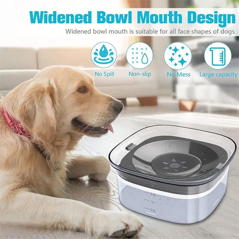 

2L Dog Water Bowls Pet Floating Drinking Bowls Cat Anti Wet Mouth Anti Splash Large Capacity Drinker For Small Midium Large Dog