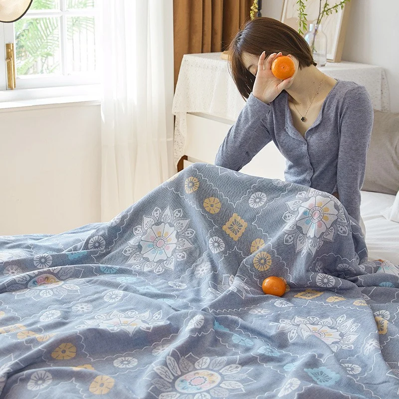 Хлопковое газовое Двухслойное мягкое однослойное одеяло летнее тонкое
