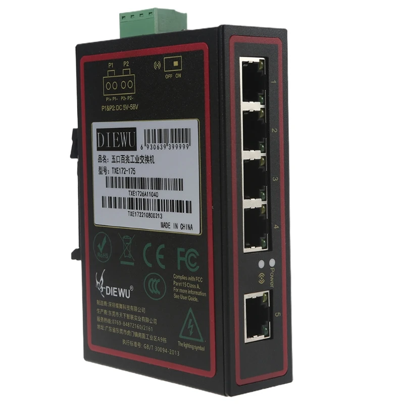 

5 Port Din-Rail 10/100/1000Mbps Capacity 1Gb for Lifetime for Pro P9JB